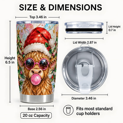 #pl[20oz|Steel] Highland Cow Tumbler 20oz, Christmas Tumbler, Stainless Steel Travel Cup