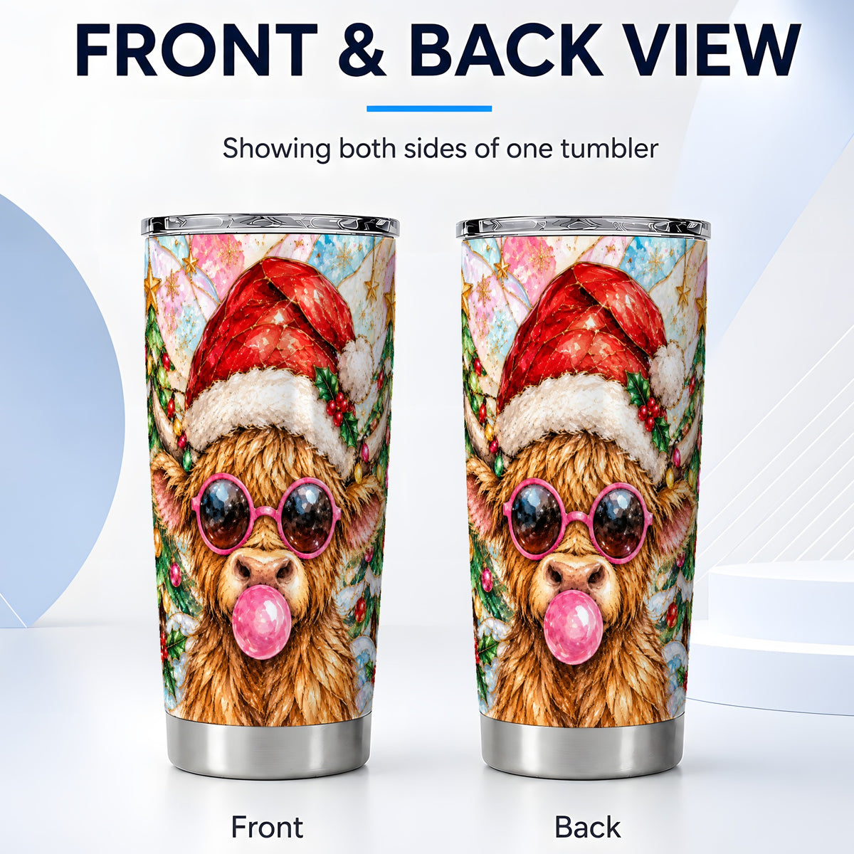 #pl[20oz|Steel] Highland Cow Tumbler 20oz, Christmas Tumbler, Stainless Steel Travel Cup