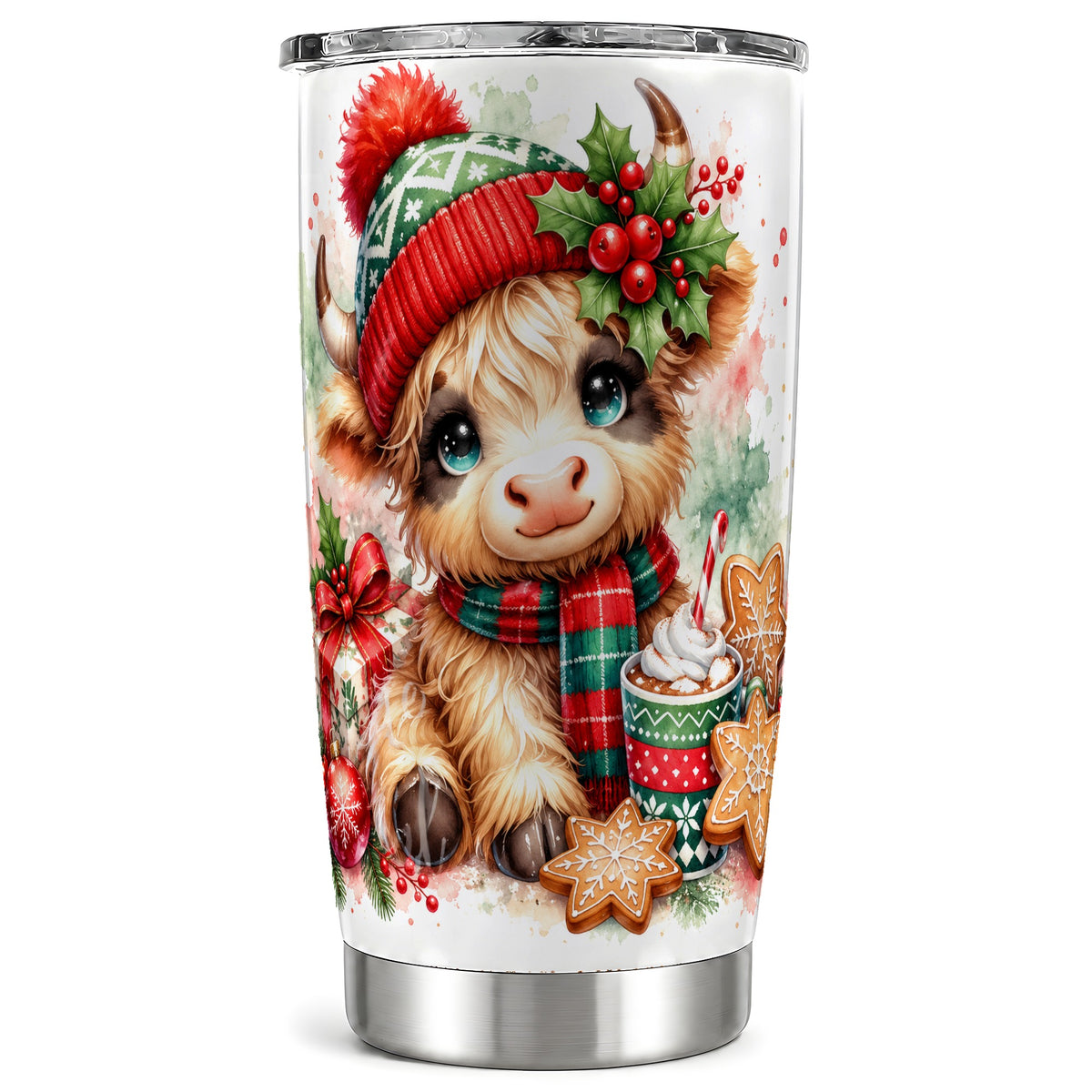 #pl[20oz|Steel] Cute Cow Tumbler 20oz, Christmas Tumbler, Stainless Steel Travel Cup