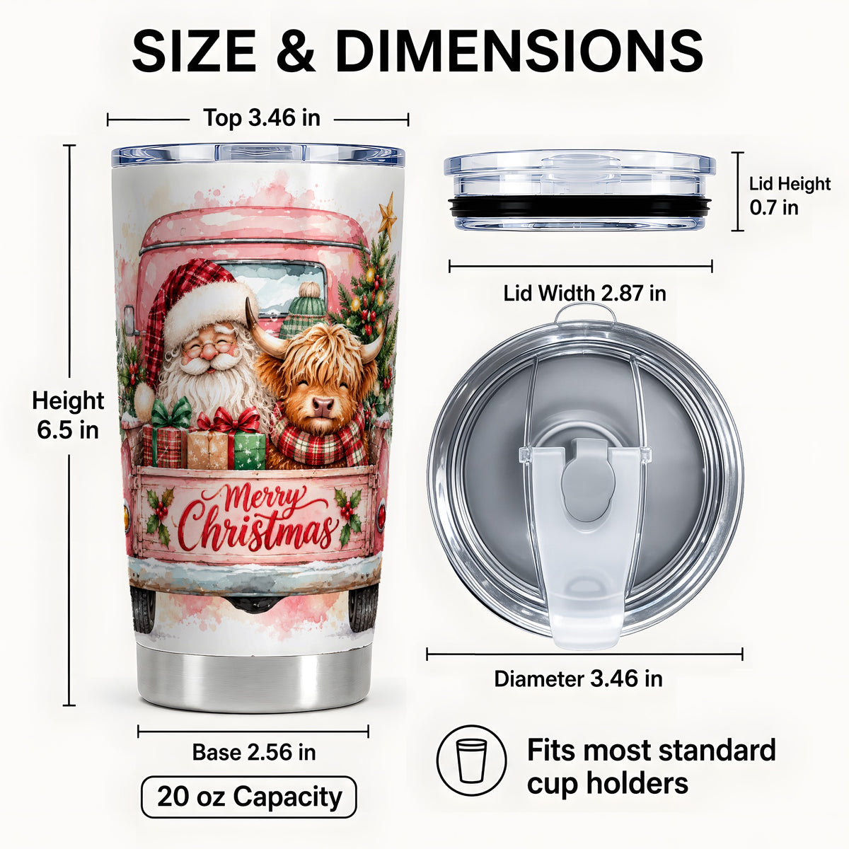 #pl[20oz|Steel] Cow Truck Tumbler 20oz, Christmas Tumbler, Stainless Steel Travel Cup