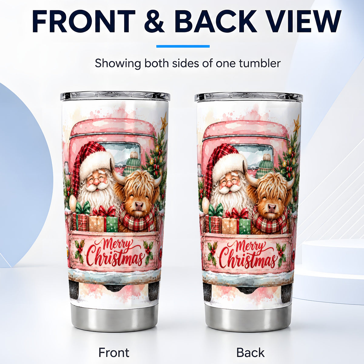 #pl[20oz|Steel] Cow Truck Tumbler 20oz, Christmas Tumbler, Stainless Steel Travel Cup