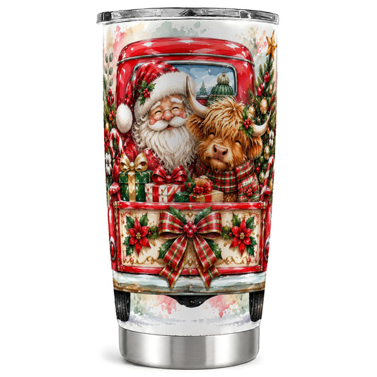 #pl[20oz|Steel] Santa Cow Tumbler 20oz, Christmas Tumbler, Stainless Steel Travel Cup