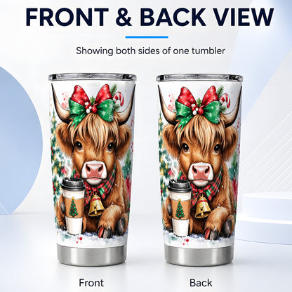 #pl[20oz|Steel] Christmas Cow Tumbler 20oz, Highland Tumbler, Stainless Steel Travel Cup