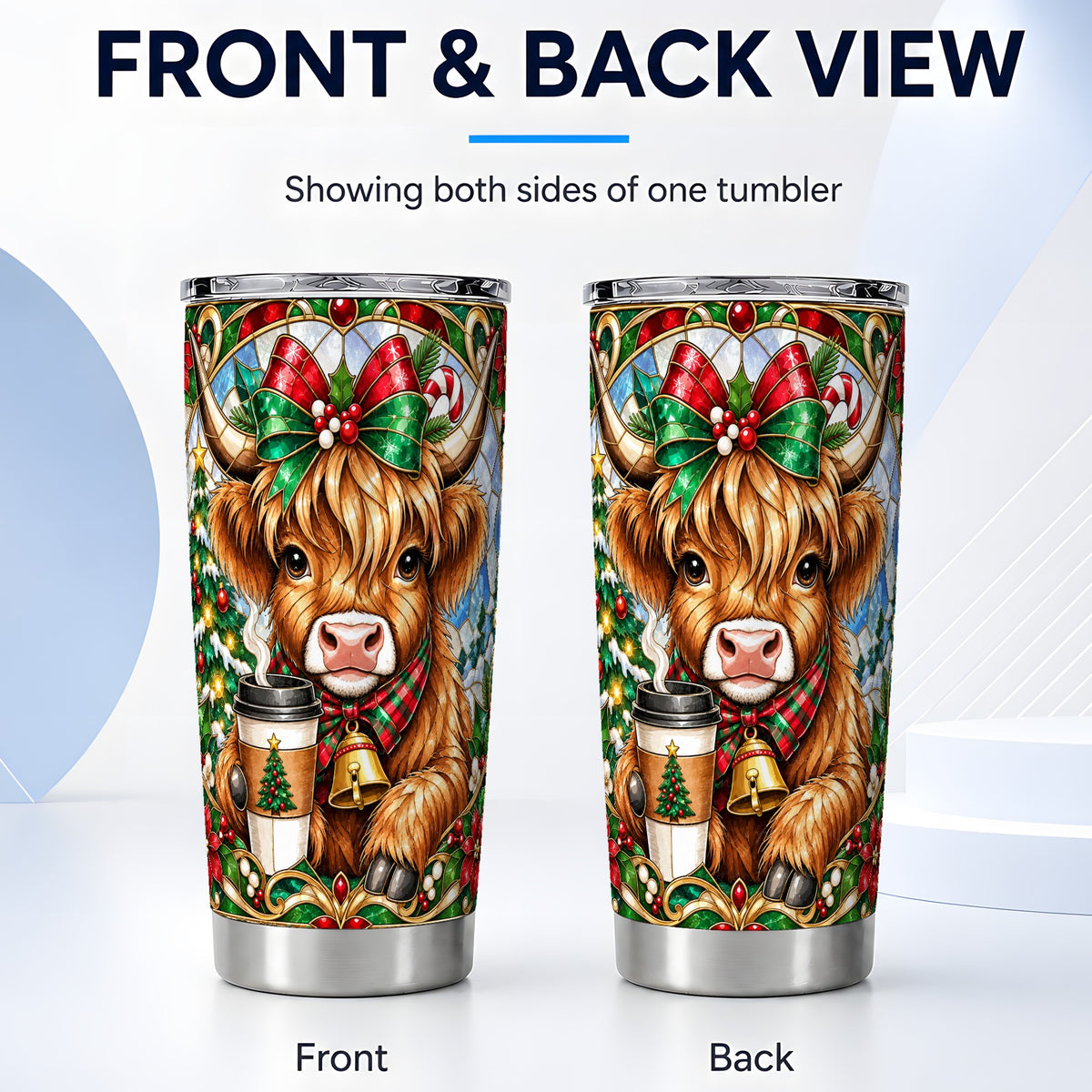#pl[20oz|Steel] Highland Cow Tumbler 20oz, Festive Tumbler, Stainless Steel Travel Cup