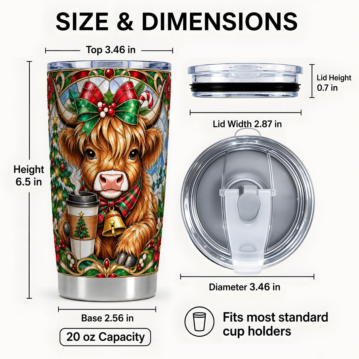 #pl[20oz|Steel] Highland Cow Tumbler 20oz, Festive Tumbler, Stainless Steel Travel Cup