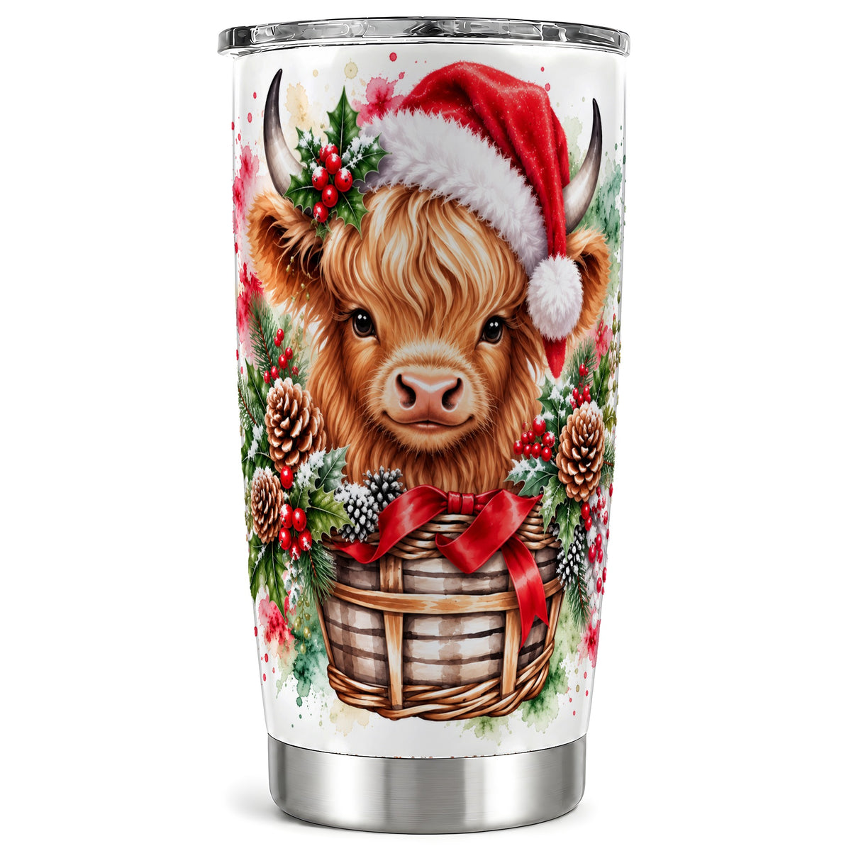#pl[20oz|Steel] Santa Cow Tumbler 20oz, Christmas Tumbler, Stainless Steel Travel Cup
