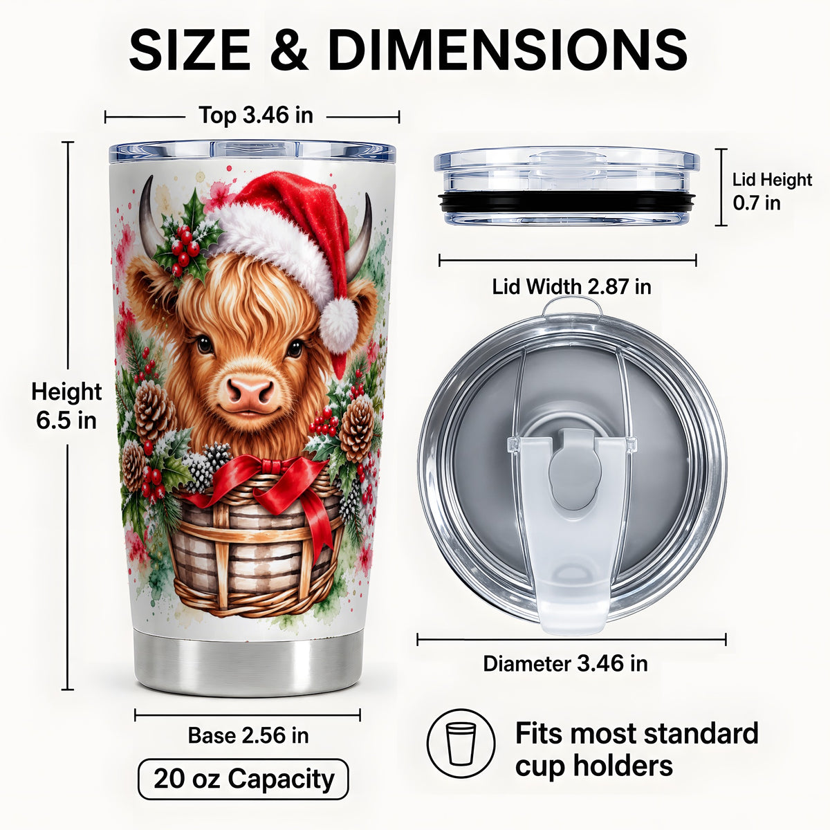 #pl[20oz|Steel] Santa Cow Tumbler 20oz, Christmas Tumbler, Stainless Steel Travel Cup