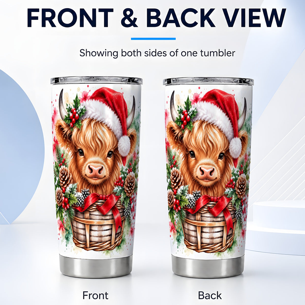#pl[20oz|Steel] Santa Cow Tumbler 20oz, Christmas Tumbler, Stainless Steel Travel Cup