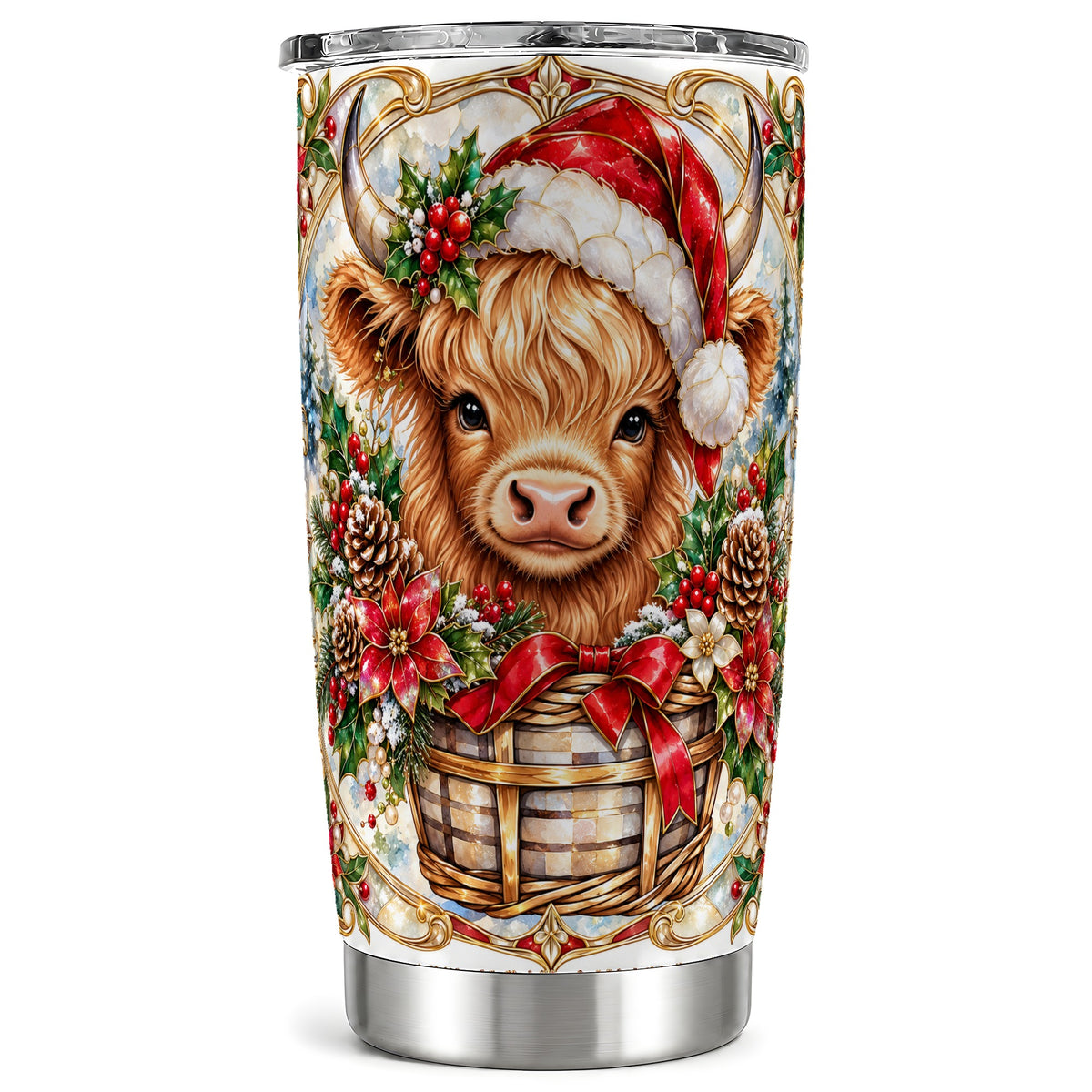 #pl[20oz|Steel] Highland Cow Tumbler 20oz, Ornate Tumbler, Stainless Steel Travel Cup