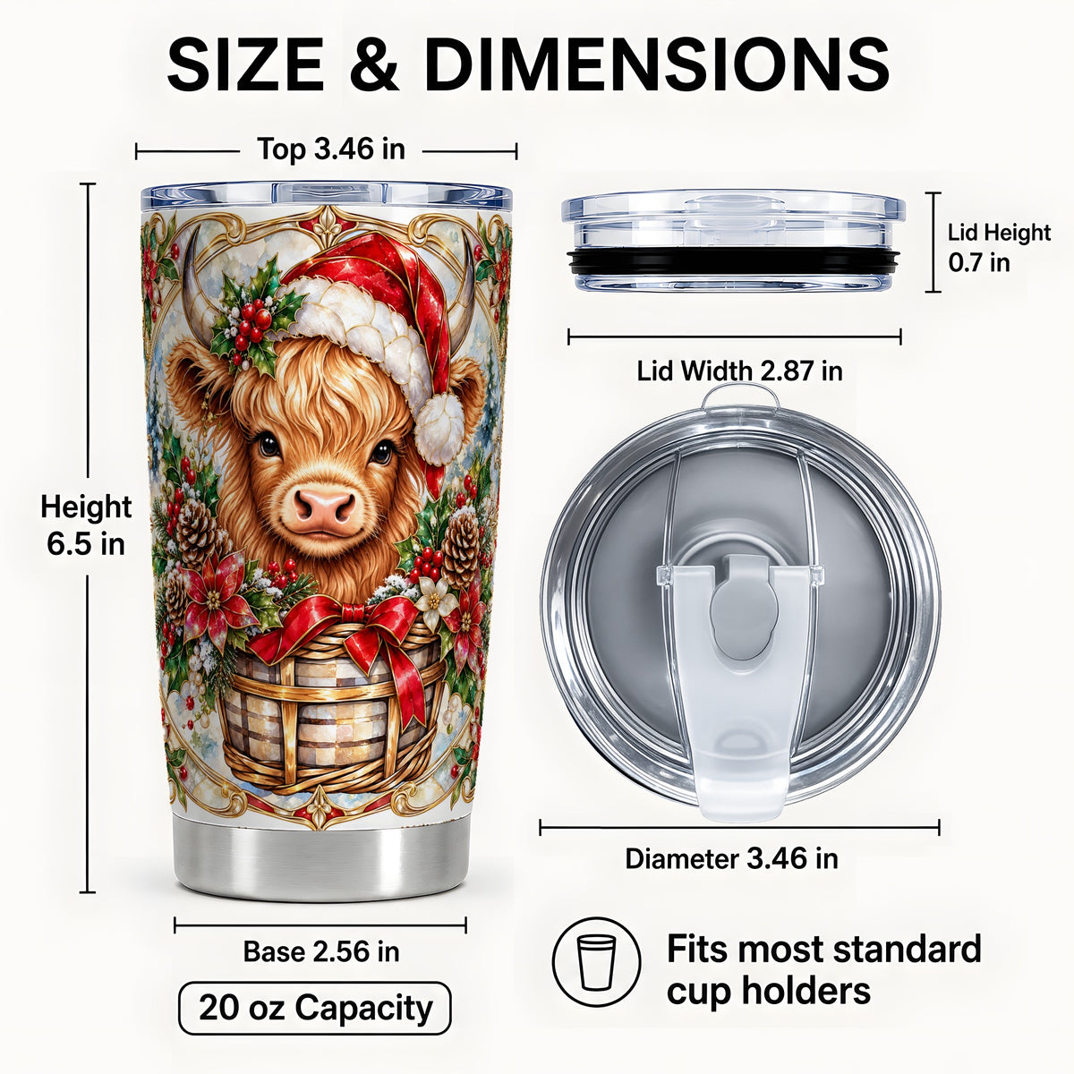 #pl[20oz|Steel] Highland Cow Tumbler 20oz, Ornate Tumbler, Stainless Steel Travel Cup