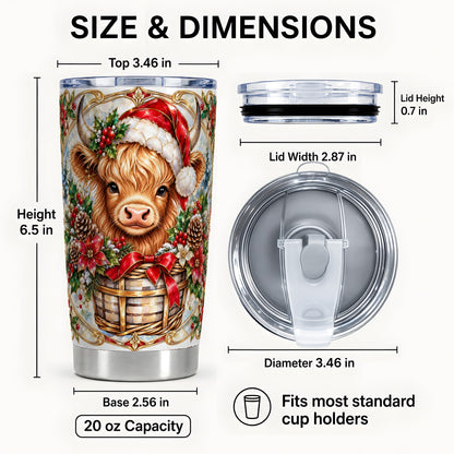#pl[20oz|Steel] Highland Cow Tumbler 20oz, Ornate Tumbler, Stainless Steel Travel Cup