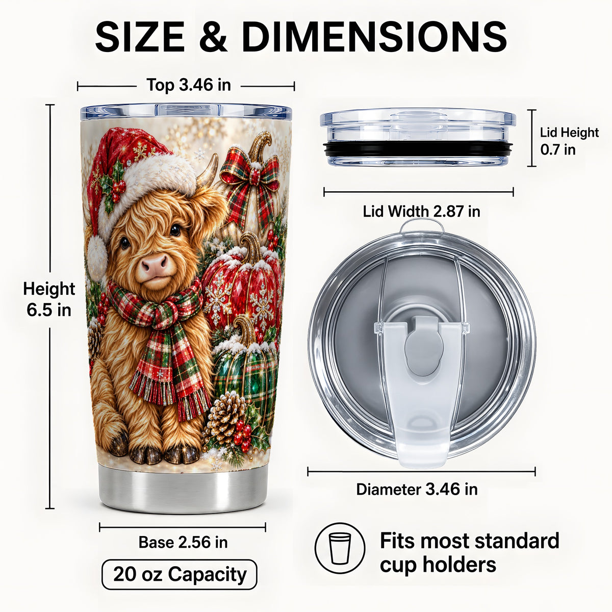 #pl[20oz|Steel] Holiday Cow Tumbler 20oz, Highland Cow Tumbler, Pumpkin Travel Cup