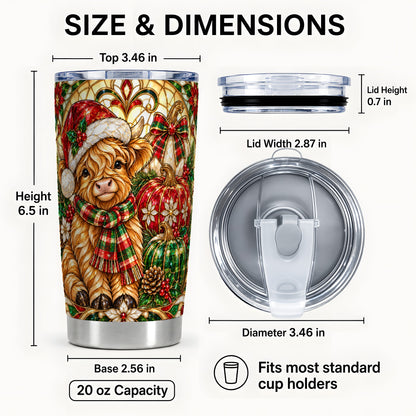 #pl[20oz|Steel] Holiday Cow Tumbler 20oz, Highland Cow Tumbler, Pumpkin Travel Cup