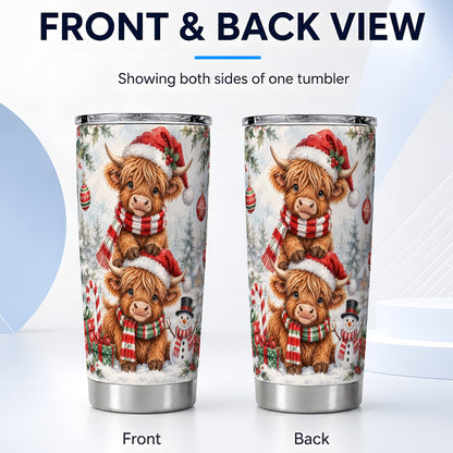#pl[20oz|Steel] Christmas Cow Tumbler 20oz, Highland Tumbler, Stainless Steel Travel Cup