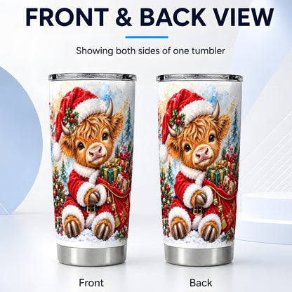 #pl[20oz|Steel] Watercolor Cow Tumbler 20oz, Highland Tumbler, Stainless Steel Travel Cup