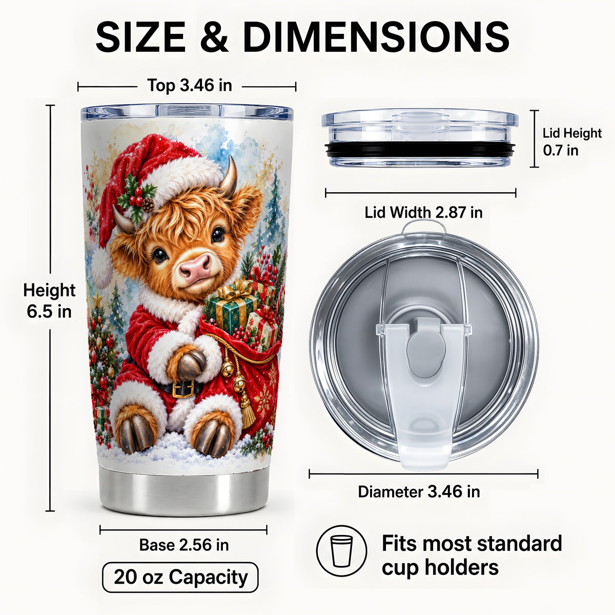 #pl[20oz|Steel] Watercolor Cow Tumbler 20oz, Highland Tumbler, Stainless Steel Travel Cup
