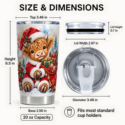 #pl[20oz|Steel] Watercolor Cow Tumbler 20oz, Highland Tumbler, Stainless Steel Travel Cup