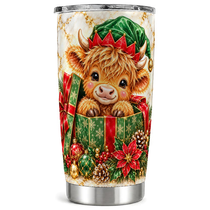#pl[20oz|Steel] Elf Highland Cow Tumbler 20oz, Cow Tumbler, Stainless Steel Travel Cup