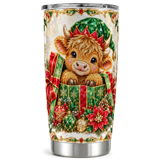 #pl[20oz|Steel] Gemstone Cow Tumbler 20oz, Highland Tumbler, Stainless Steel Travel Cup