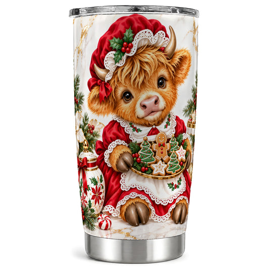#pl[20oz|Steel] Christmas Highland Cow Tumbler 20oz, Holiday Tumbler, Travel Cup