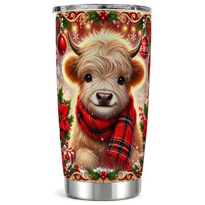 #pl[20oz|Steel] Plaid Cow Tumbler 20oz, Highland Cow Tumbler, Steel Travel Cup