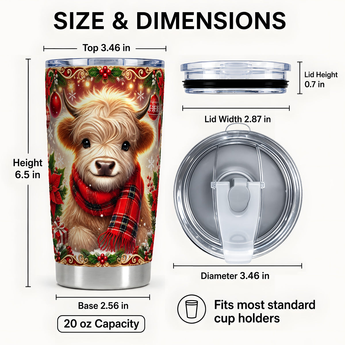 #pl[20oz|Steel] Plaid Cow Tumbler 20oz, Highland Cow Tumbler, Steel Travel Cup