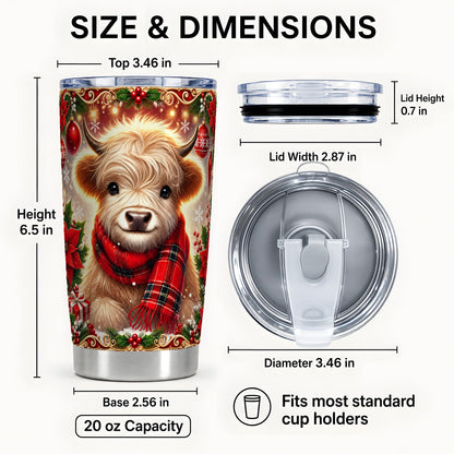 #pl[20oz|Steel] Plaid Cow Tumbler 20oz, Highland Cow Tumbler, Steel Travel Cup