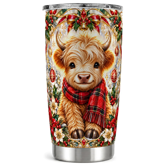 #pl[20oz|Steel] Ornate Cow Tumbler 20oz, Highland Cow Tumbler, Steel Travel Cup