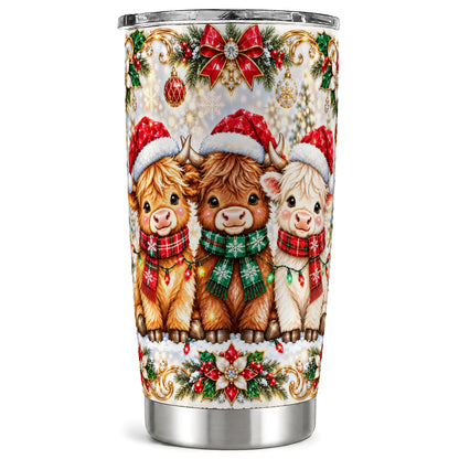 #pl[20oz|Steel] Three Cow Tumbler 20oz, Highland Cow Tumbler, Steel Travel Cup