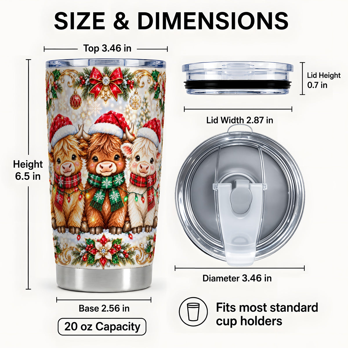 #pl[20oz|Steel] Three Cow Tumbler 20oz, Highland Cow Tumbler, Steel Travel Cup