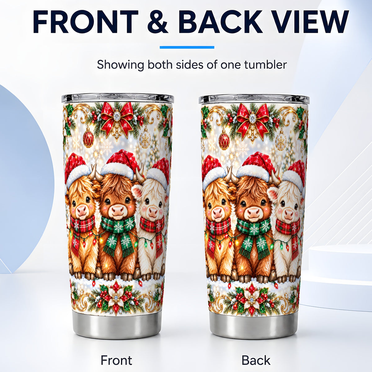 #pl[20oz|Steel] Three Cow Tumbler 20oz, Highland Cow Tumbler, Steel Travel Cup