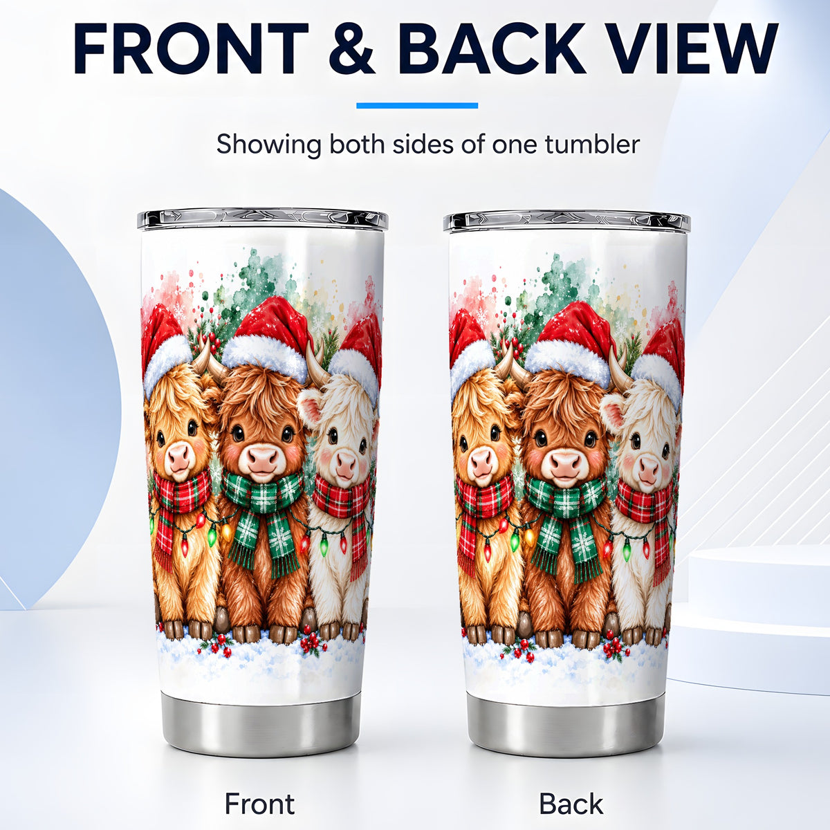 #pl[20oz|Steel] Watercolor Cow Tumbler 20oz, Highland Cow Tumbler, Steel Travel Cup