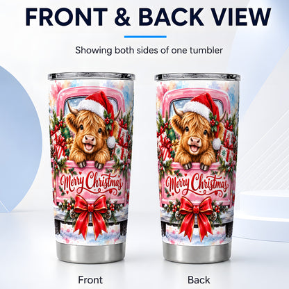 #pl[20oz|Steel] Highland Cow Tumbler 20oz, Christmas Tumbler, Stainless Steel Travel Cup