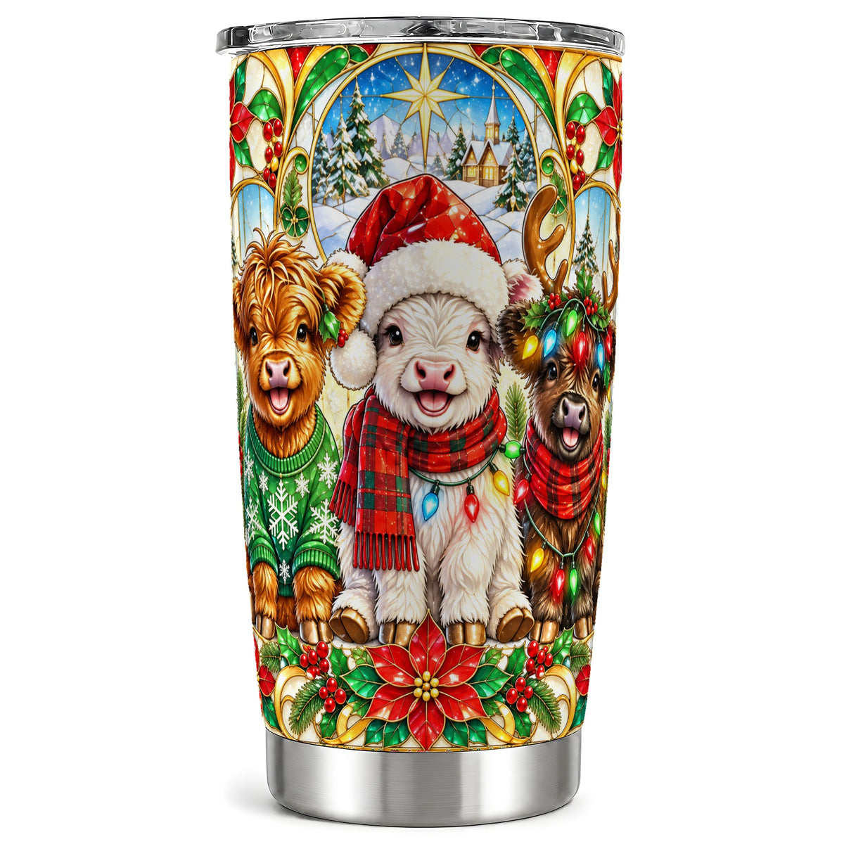#pl[20oz|Steel] Cow Trio Tumbler 20oz, Christmas Tumbler, Stainless Steel Travel Cup