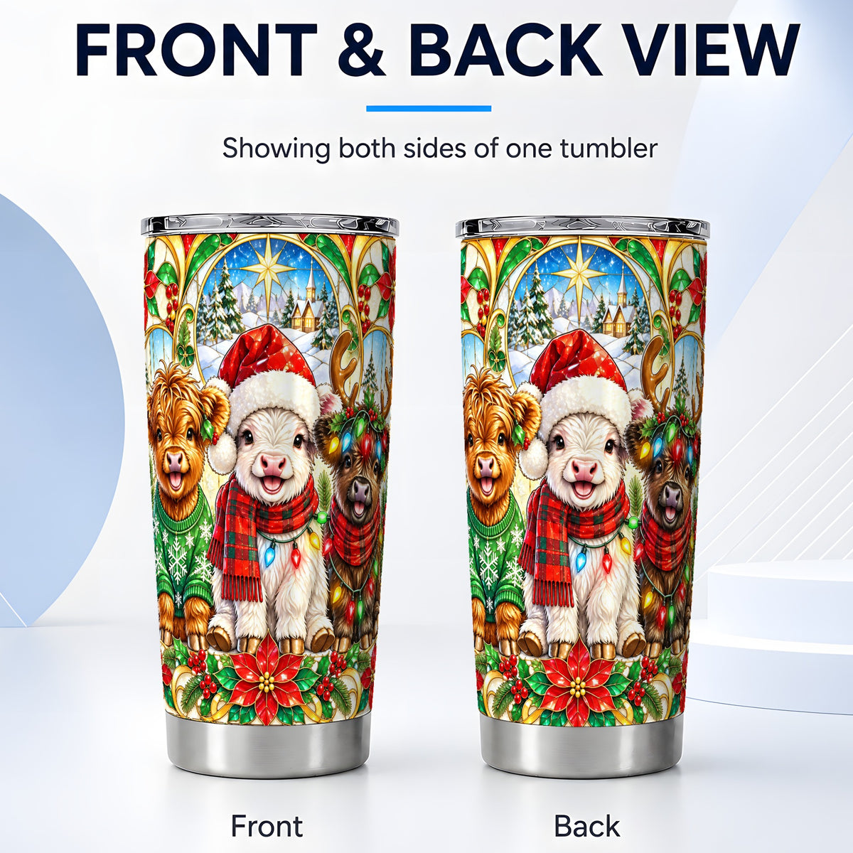 #pl[20oz|Steel] Cow Trio Tumbler 20oz, Christmas Tumbler, Stainless Steel Travel Cup