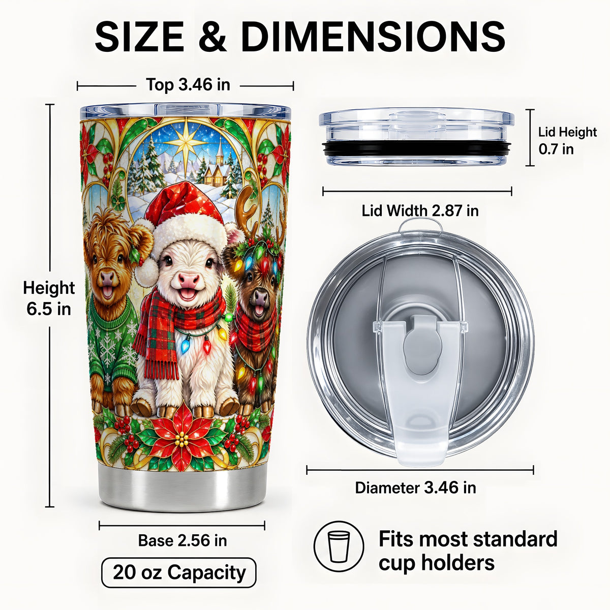 #pl[20oz|Steel] Cow Trio Tumbler 20oz, Christmas Tumbler, Stainless Steel Travel Cup