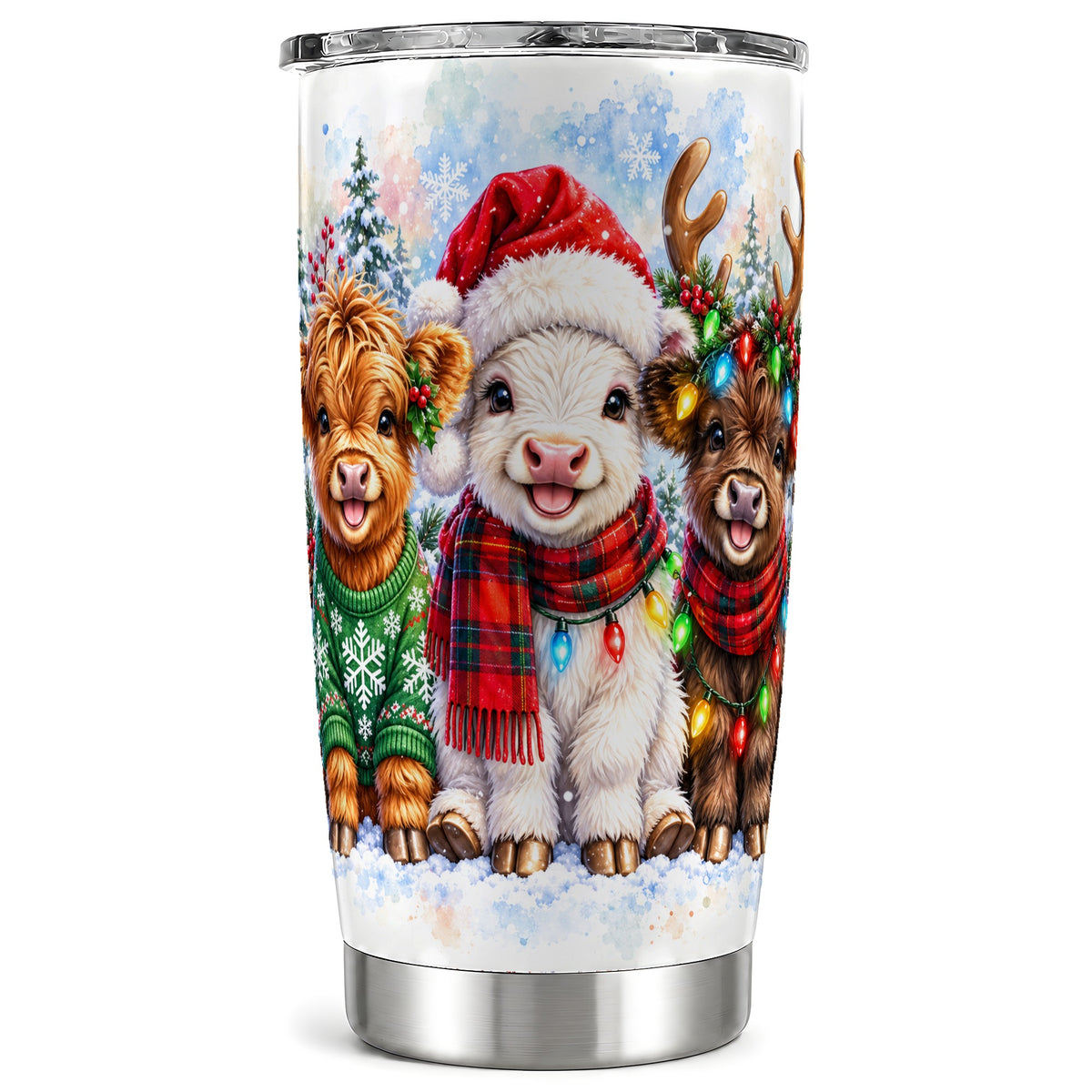 #pl[20oz|Steel] Winter Cow Tumbler 20oz, Cattle Tumbler, Stainless Steel Travel Cup