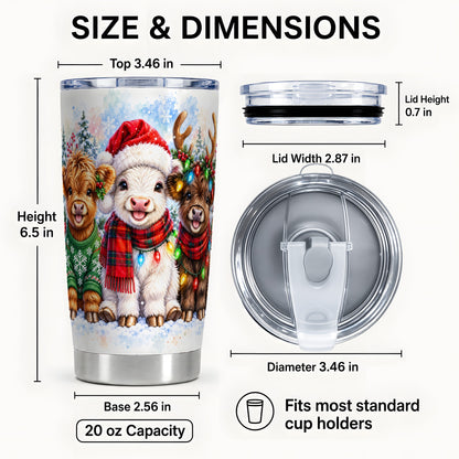 #pl[20oz|Steel] Winter Cow Tumbler 20oz, Cattle Tumbler, Stainless Steel Travel Cup