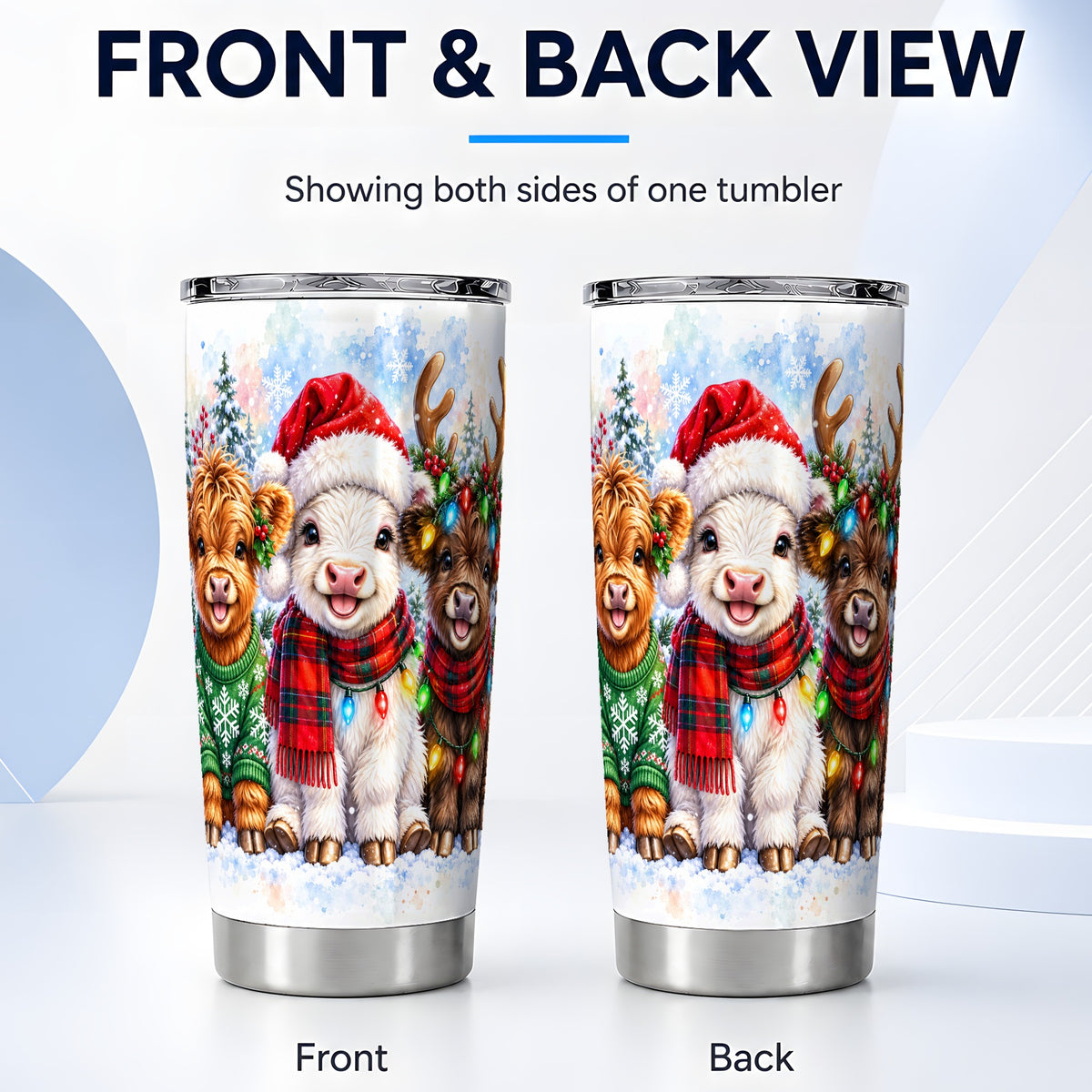 #pl[20oz|Steel] Winter Cow Tumbler 20oz, Cattle Tumbler, Stainless Steel Travel Cup
