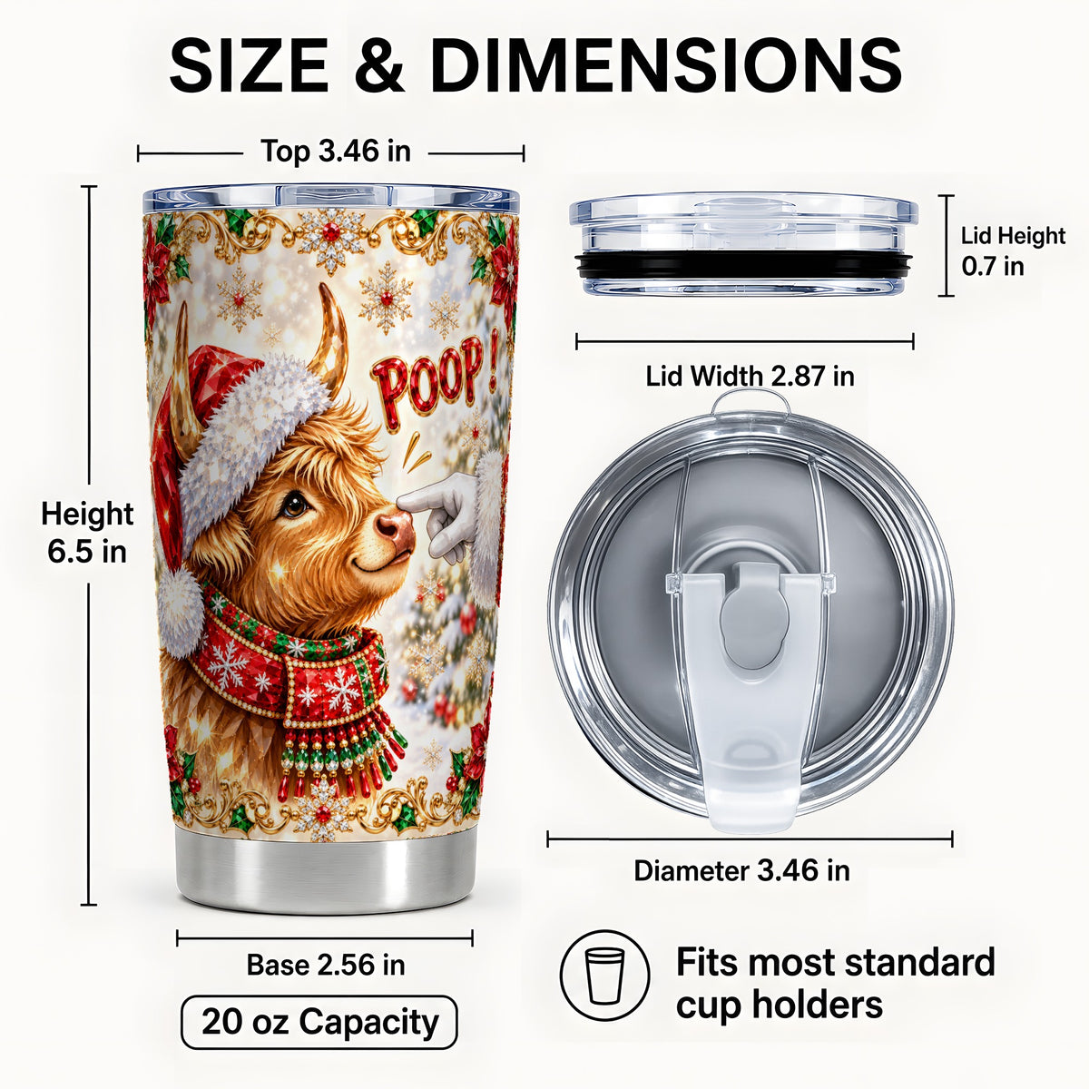 #pl[20oz|Steel] Playful Cow Tumbler 20oz, Holiday Tumbler, Stainless Steel Travel Cup