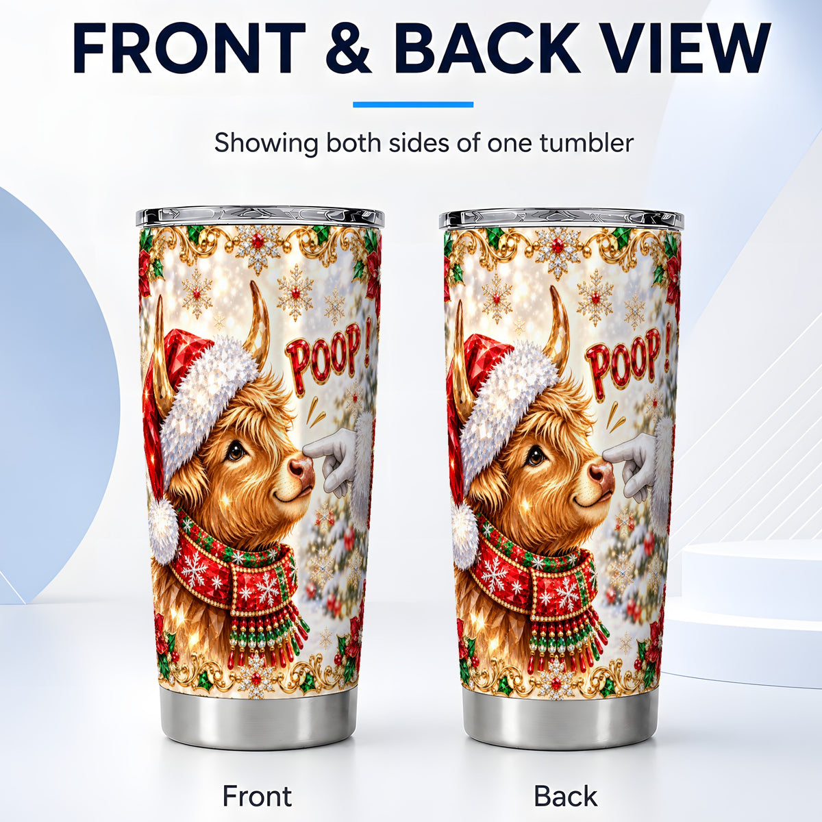 #pl[20oz|Steel] Playful Cow Tumbler 20oz, Holiday Tumbler, Stainless Steel Travel Cup