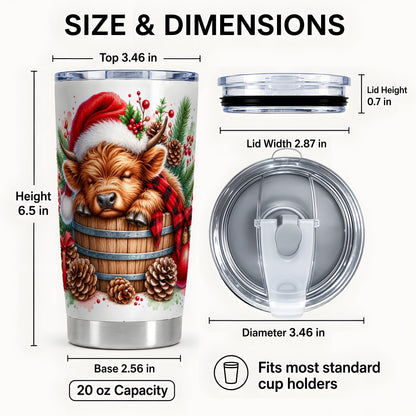 #pl[20oz|Steel] Sleeping Highland Cow 20oz Tumbler, Christmas Stainless Steel Travel Cup
