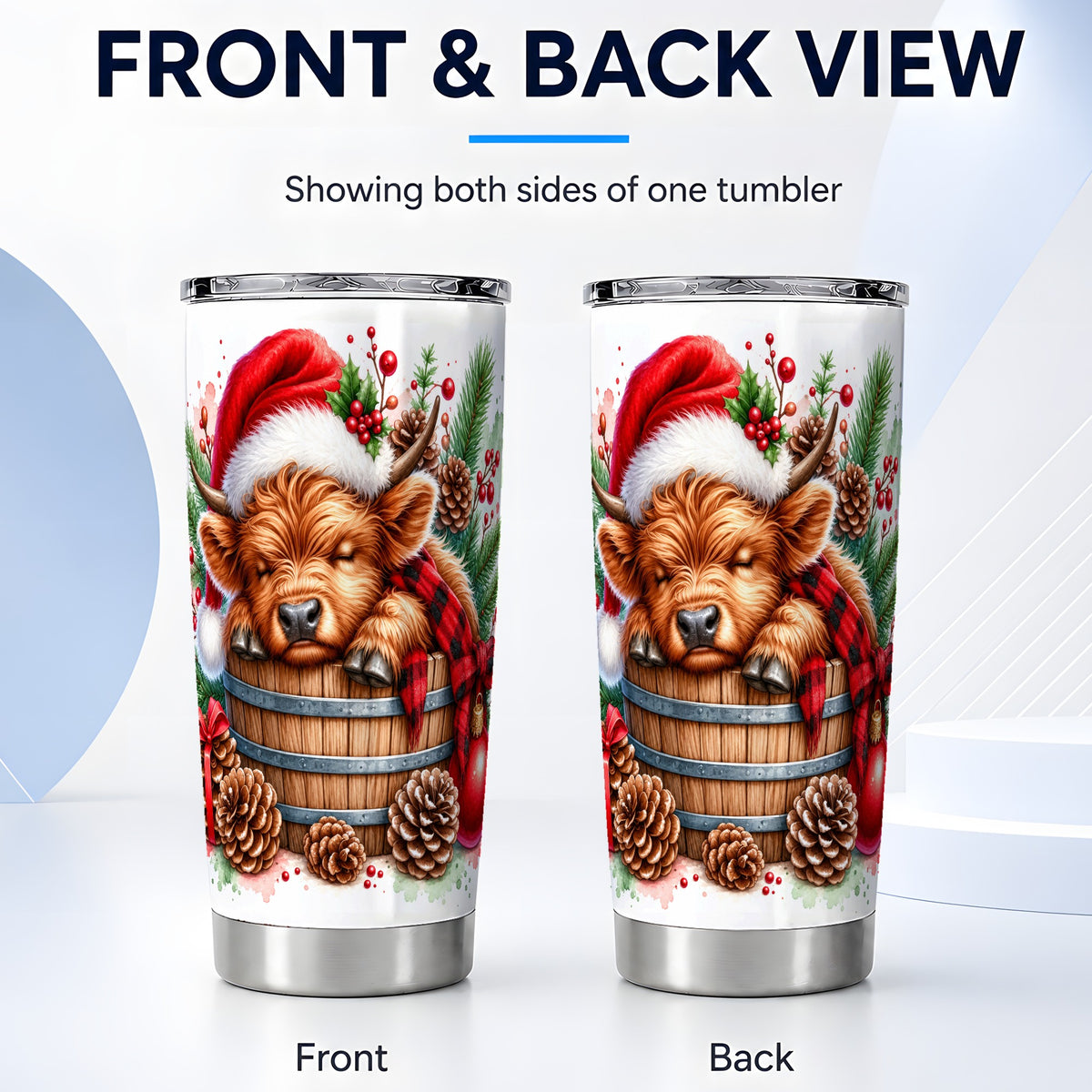#pl[20oz|Steel] Sleeping Highland Cow 20oz Tumbler, Christmas Stainless Steel Travel Cup