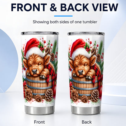 #pl[20oz|Steel] Sleeping Highland Cow 20oz Tumbler, Christmas Stainless Steel Travel Cup