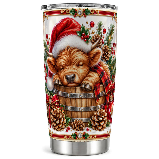 #pl[20oz|Steel] Jeweled Highland Cow 20oz Tumbler, Christmas Stainless Steel Travel Cup