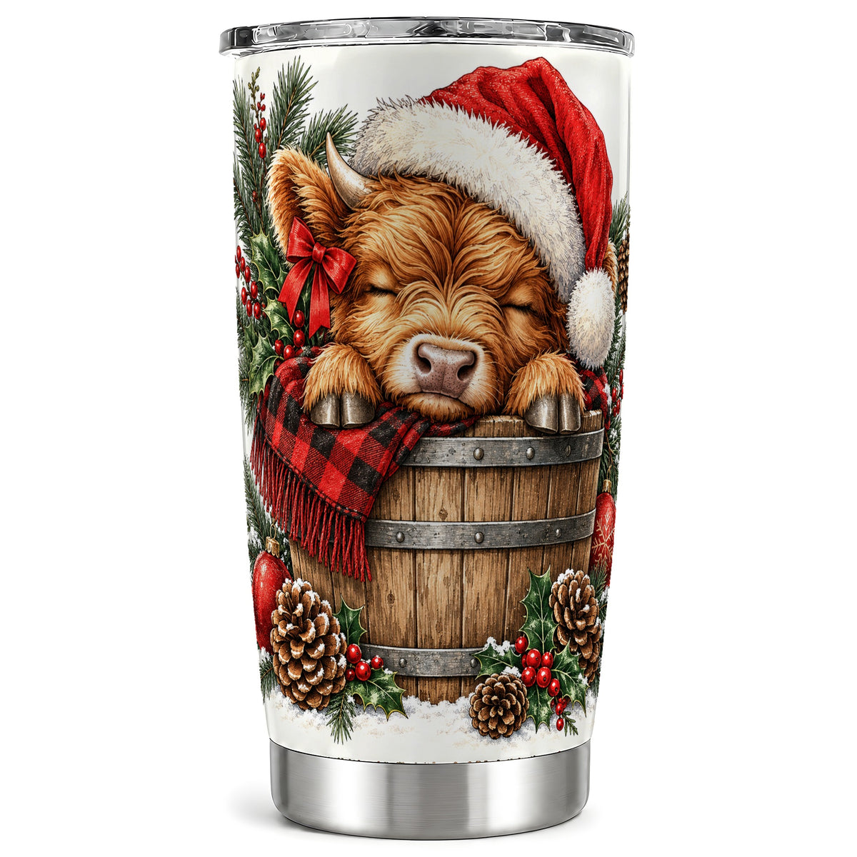 #pl[20oz|Steel] Vintage Highland Cow 20oz Tumbler, Christmas Stainless Steel Travel Cup