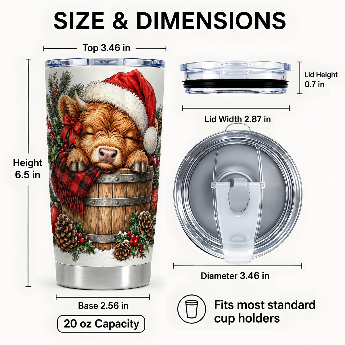 #pl[20oz|Steel] Vintage Highland Cow 20oz Tumbler, Christmas Stainless Steel Travel Cup