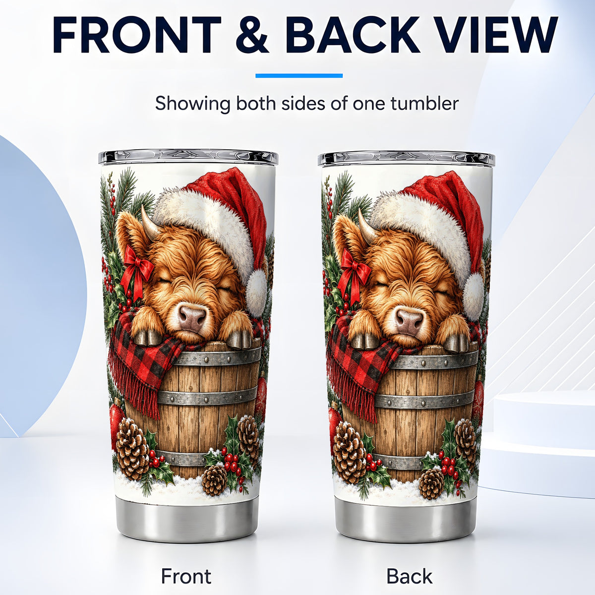 #pl[20oz|Steel] Vintage Highland Cow 20oz Tumbler, Christmas Stainless Steel Travel Cup