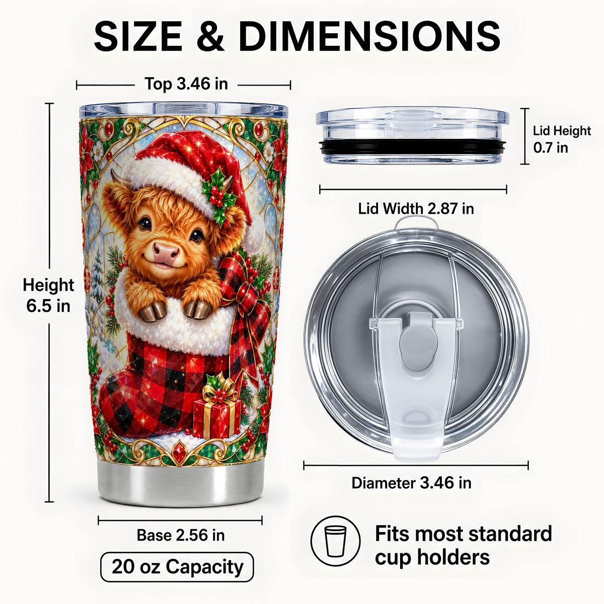 #pl[20oz|Steel] Highland Cow 20oz Tumbler, Christmas Tumbler, Stainless Steel Travel Cup