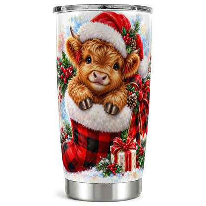 #pl[20oz|Steel] Watercolor Cow 20oz Tumbler, Holiday Tumbler, Stainless Steel Travel Cup